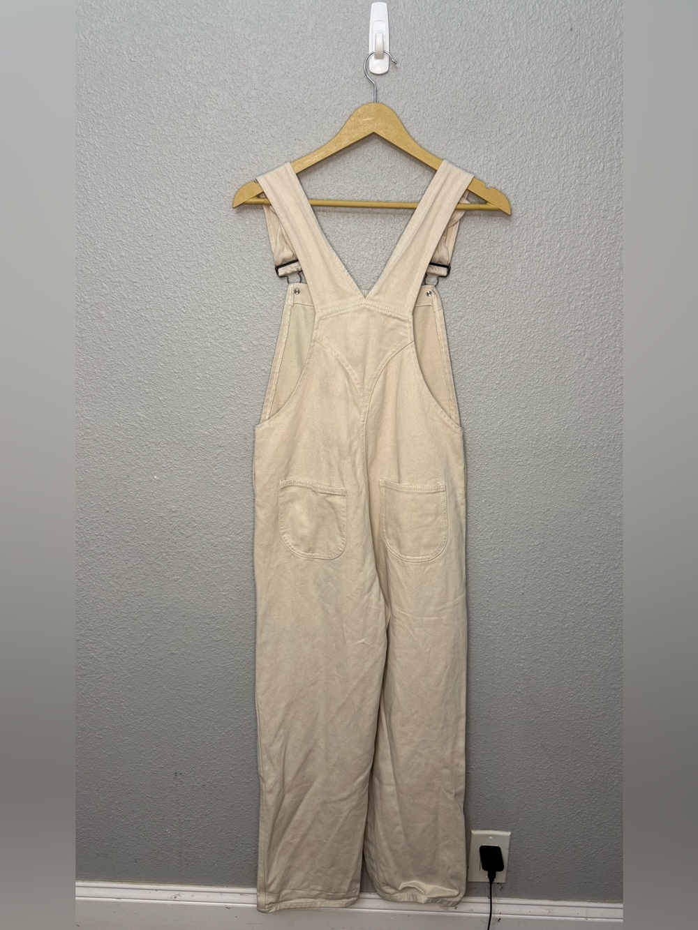 Hey Gang | Cream Canvas Knee Patch BIB Overalls | Natural Denim | Size 1 - Small - Picture 3 of 7